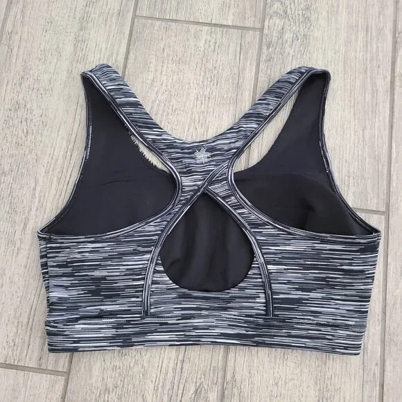 Tek Gear Medium Support Sports Bra Black Gray Striped Medium women's - Picture 6 of 8